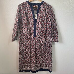 NWT Talbots Medallion Abstract Paisley 3/4 Sleeve Shift Shirt Dress Womens 6